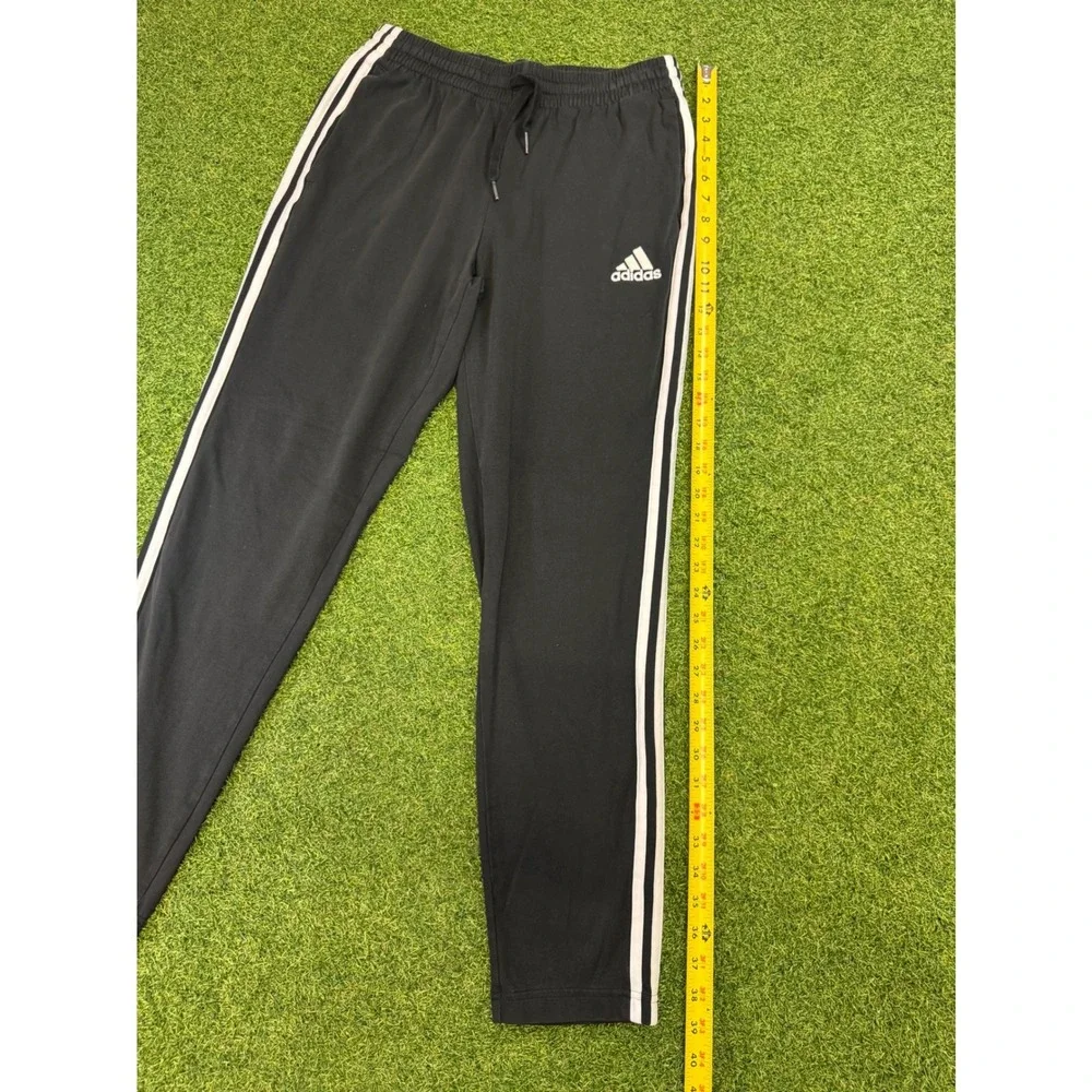 Adidas Mens Black White 3 Stripe Tapered Track Pants Size Medium M Sportswear‎
